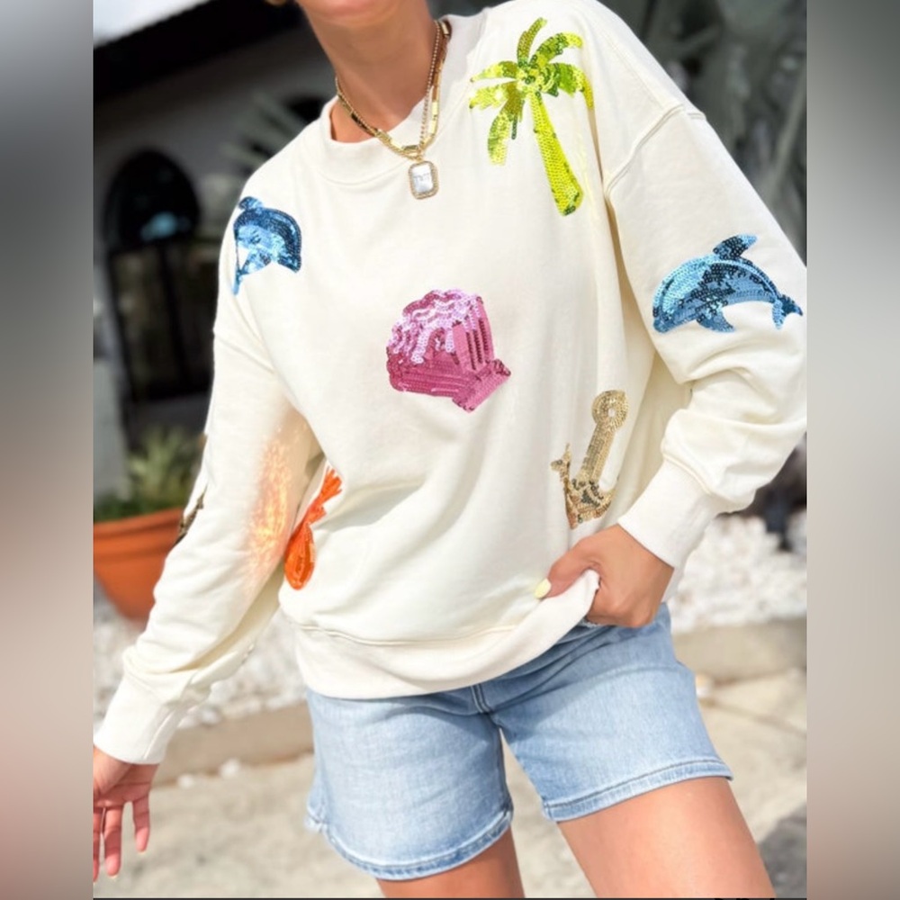 Sequin Beachy Sweatshirt